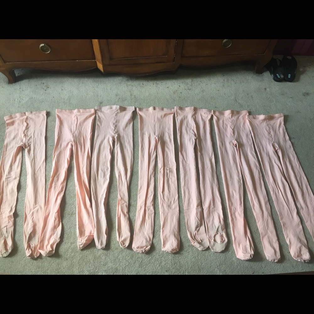 7 pairs of used capezio pink ballet tights